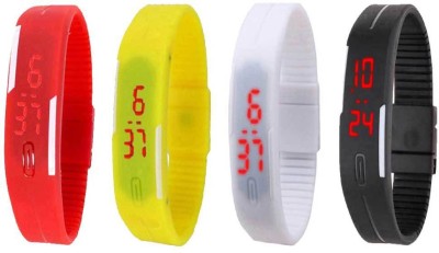 NS18 Silicone Led Magnet Band Combo of 4 Red, Yellow, White And Black Digital Watch  - For Boys & Girls   Watches  (NS18)