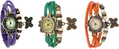NS18 Vintage Butterfly Rakhi Watch Combo of 3 Purple, Green And Orange Analog Watch  - For Women   Watches  (NS18)