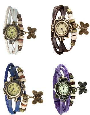 

Kissu Vintage Rakhi Combo of 4 White, Blue, Brown And Purple Watch - For Women