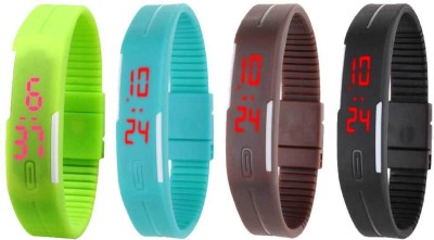 NS18 Silicone Led Magnet Band Combo of 4 Green, Sky Blue, Brown And Black Digital Watch  - For Boys & Girls   Watches  (NS18)