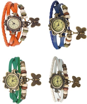 NS18 Vintage Butterfly Rakhi Combo of 4 Orange, Green, Blue And White Analog Watch  - For Women   Watches  (NS18)