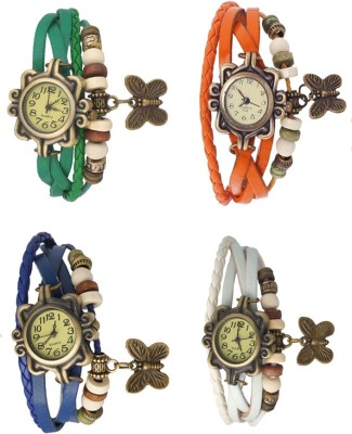 NS18 Vintage Butterfly Rakhi Combo of 4 Green, Blue, Orange And White Analog Watch  - For Women   Watches  (NS18)