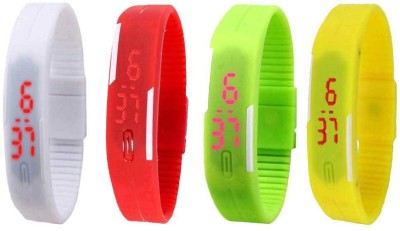 NS18 Silicone Led Magnet Band Combo of 4 White, Red, Green And Yellow Digital Watch  - For Boys & Girls   Watches  (NS18)