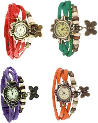 NS18 Vintage Butterfly Rakhi Combo of 4 Red, Purple, Green And Orange Analog Watch  - For Women   Watches  (NS18)