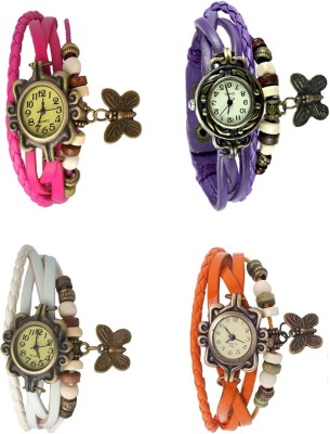 NS18 Vintage Butterfly Rakhi Combo of 4 Pink, White, Purple And Orange Analog Watch  - For Women   Watches  (NS18)