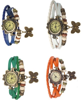 NS18 Vintage Butterfly Rakhi Combo of 4 Blue, Green, White And Orange Analog Watch  - For Women   Watches  (NS18)