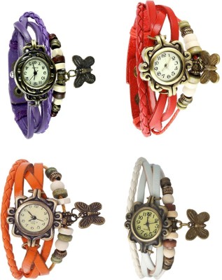 NS18 Vintage Butterfly Rakhi Combo of 4 Purple, Orange, Red And White Analog Watch  - For Women   Watches  (NS18)