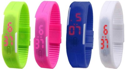 NS18 Silicone Led Magnet Band Combo of 4 Green, Pink, Blue And White Digital Watch  - For Boys & Girls   Watches  (NS18)