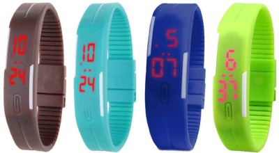 NS18 Silicone Led Magnet Band Combo of 4 Brown, Sky Blue, Blue And Green Digital Watch  - For Boys & Girls   Watches  (NS18)
