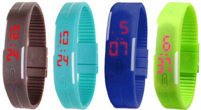 

Kissu Led Magnet Band Combo of 4 Brown, Sky Blue, Blue And Green Watch - For Men & Women