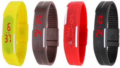 

Kissu Led Magnet Band Combo of 4 Yellow, Brown, Red And Black Watch - For Men & Women
