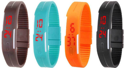 

Kissu Led Magnet Band Combo of 4 Brown, Sky Blue, Orange And Black Watch - For Men & Women