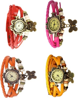 NS18 Vintage Butterfly Rakhi Combo of 4 Red, Orange, Pink And Yellow Analog Watch  - For Women   Watches  (NS18)