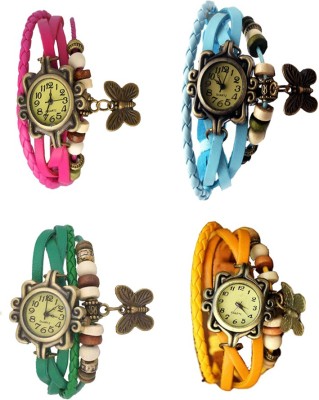 NS18 Vintage Butterfly Rakhi Combo of 4 Pink, Green, Sky Blue And Yellow Analog Watch  - For Women   Watches  (NS18)
