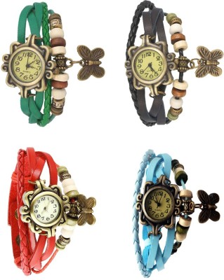 NS18 Vintage Butterfly Rakhi Combo of 4 Green, Red, Black And Sky Blue Analog Watch  - For Women   Watches  (NS18)
