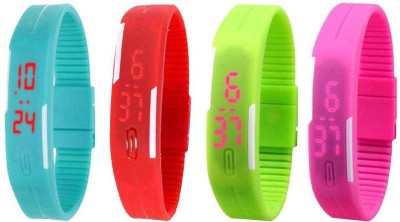 NS18 Silicone Led Magnet Band Combo of 4 Sky Blue, Red, Green And Pink Digital Watch  - For Boys & Girls   Watches  (NS18)