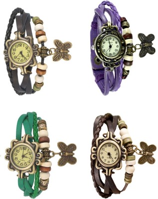 NS18 Vintage Butterfly Rakhi Combo of 4 Black, Green, Purple And Brown Analog Watch  - For Women   Watches  (NS18)