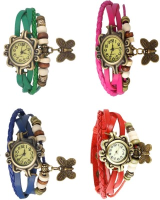NS18 Vintage Butterfly Rakhi Combo of 4 Green, Blue, Pink And Red Analog Watch  - For Women   Watches  (NS18)