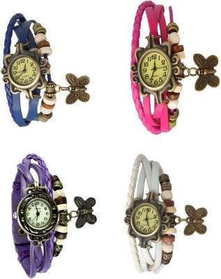 NS18 Vintage Butterfly Rakhi Combo of 4 Blue, Purple, Pink And White Analog Watch  - For Women   Watches  (NS18)