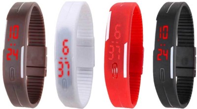 NS18 Silicone Led Magnet Band Combo of 4 Brown, White, Red And Black Digital Watch  - For Boys & Girls   Watches  (NS18)