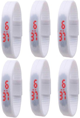 NS18 Silicone Led Magnet Band Combo of 6 White Digital Watch  - For Boys & Girls   Watches  (NS18)