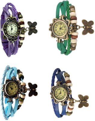 NS18 Vintage Butterfly Rakhi Combo of 4 Purple, Sky Blue, Green And Blue Analog Watch  - For Women   Watches  (NS18)
