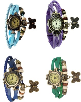 NS18 Vintage Butterfly Rakhi Combo of 4 Sky Blue, Blue, Purple And Green Analog Watch  - For Women   Watches  (NS18)