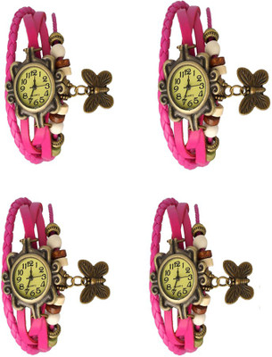 

Kissu Vintage Rakhi Combo of 4 Pink Watch - For Women