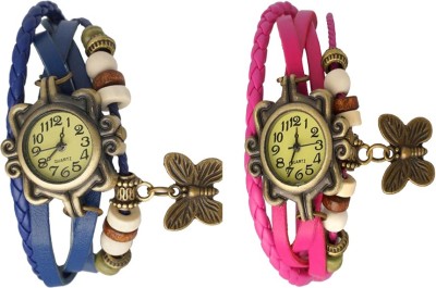NS18 Vintage Butterfly Rakhi Watch Combo of 2 Blue And Pink Analog Watch  - For Women   Watches  (NS18)
