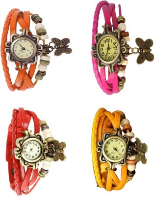 NS18 Vintage Butterfly Rakhi Combo of 4 Orange, Red, Pink And Yellow Analog Watch  - For Women   Watches  (NS18)