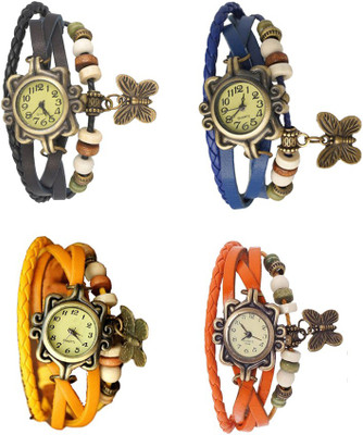 

Kissu Vintage Rakhi Combo of 4 Black, Yellow, Blue And Orange Watch - For Women