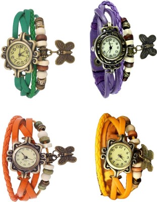 NS18 Vintage Butterfly Rakhi Combo of 4 Green, Orange, Purple And Yellow Analog Watch  - For Women   Watches  (NS18)