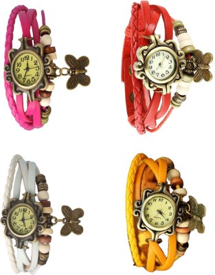 NS18 Vintage Butterfly Rakhi Combo of 4 Pink, White, Red And Yellow Analog Watch  - For Women   Watches  (NS18)