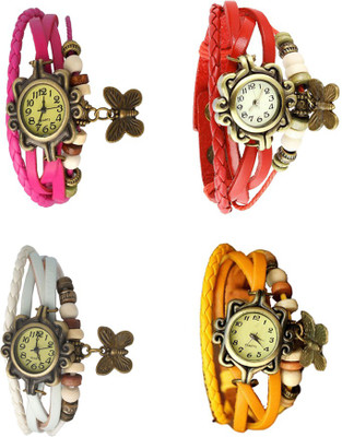 NS18 Vintage Butterfly Rakhi Combo of 4 Pink, White, Red And Yellow Analog Watch  - For Women   Watches  (NS18)