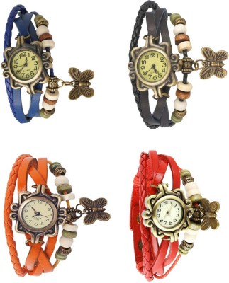 NS18 Vintage Butterfly Rakhi Combo of 4 Blue, Orange, Black And Red Analog Watch  - For Women   Watches  (NS18)