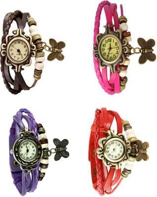 

NS18 Vintage Butterfly Rakhi Combo of 4 Brown, Purple, Pink And Red Watch - For Women