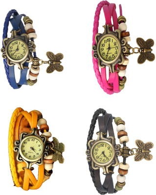 

Kissu Vintage Rakhi Combo of 4 Blue, Yellow, Pink And Black Watch - For Women