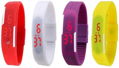 NS18 Silicone Led Magnet Band Combo of 4 Red, White, Purple And Yellow Digital Watch  - For Boys & Girls   Watches  (NS18)