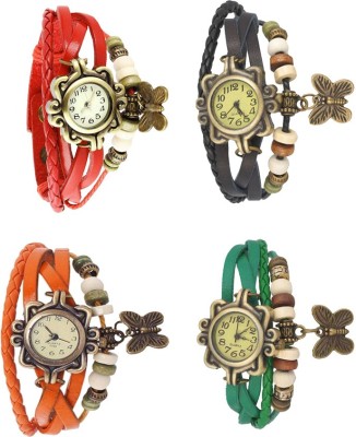 NS18 Vintage Butterfly Rakhi Combo of 4 Red, Orange, Black And Green Analog Watch  - For Women   Watches  (NS18)
