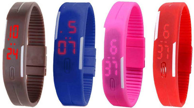 

Kissu Led Magnet Band Combo of 4 Brown, Blue, Pink And Red Watch - For Men & Women