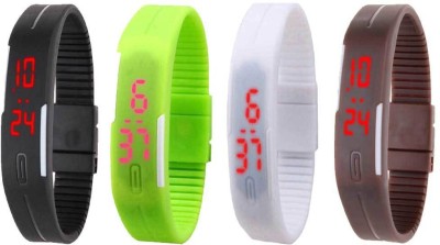 NS18 Silicone Led Magnet Band Combo of 4 Black, Green, White And Brown Digital Watch  - For Boys & Girls   Watches  (NS18)