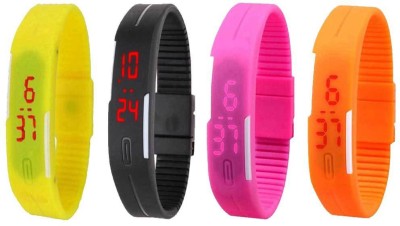 NS18 Silicone Led Magnet Band Combo of 4 Yellow, Black, Pink And Orange Digital Watch  - For Boys & Girls   Watches  (NS18)