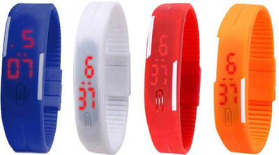 

Kissu Led Magnet Band Combo of 4 Blue, White, Red And Orange Watch - For Men & Women