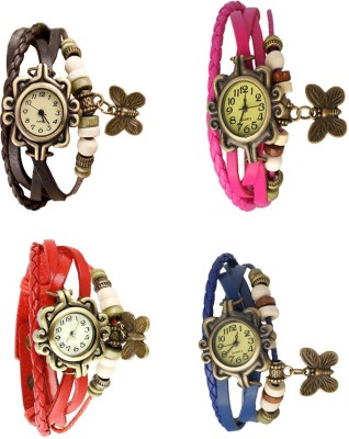 NS18 Vintage Butterfly Rakhi Combo of 4 Brown, Red, Pink And Blue Analog Watch  - For Women   Watches  (NS18)