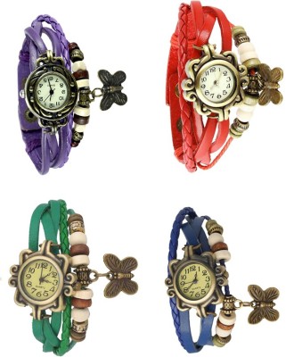 NS18 Vintage Butterfly Rakhi Combo of 4 Purple, Green, Red And Blue Analog Watch  - For Women   Watches  (NS18)