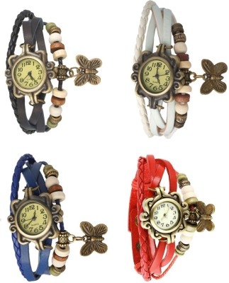 NS18 Vintage Butterfly Rakhi Combo of 4 Black, Blue, White And Red Analog Watch  - For Women   Watches  (NS18)