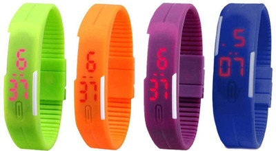 View NS18 Silicone Led Magnet Band Combo of 4 Green, Orange, Purple And Blue Digital Watch  - For Boys & Girls Wrist Watches Price Online(NS18)