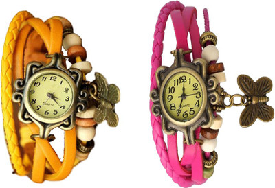 

Kissu Vintage Rakhi Watch Combo of 2 Yellow And Pink Watch - For Women