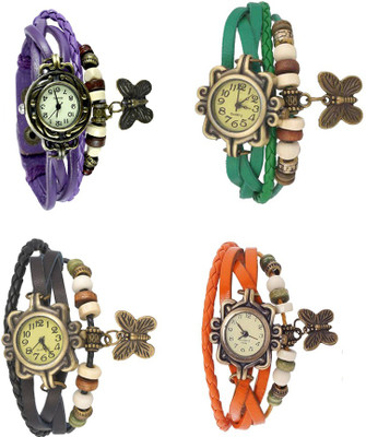 

Kissu Vintage Rakhi Combo of 4 Purple, Black, Green And Orange Watch - For Women