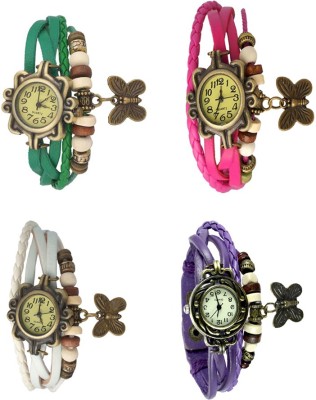 NS18 Vintage Butterfly Rakhi Combo of 4 Green, White, Pink And Purple Analog Watch  - For Women   Watches  (NS18)